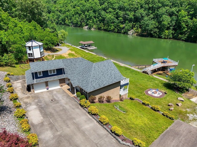 285 Dixon Dr, Hardy, VA 24101 - aerial view of property and surrounding area featuring a large body of water and a heavily wooded area