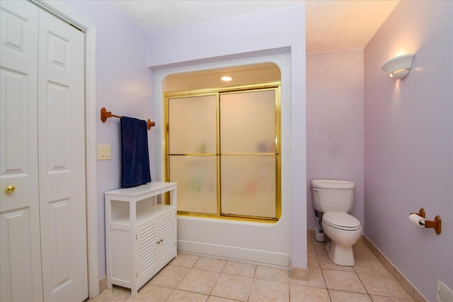 285 Dixon Dr, Hardy, VA 24101 - full bath with a closet, toilet, shower / bath combination with glass door, and tile patterned flooring