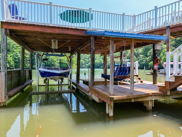 285 Dixon Dr, Hardy, VA 24101 - dock featuring boat lift and a water view