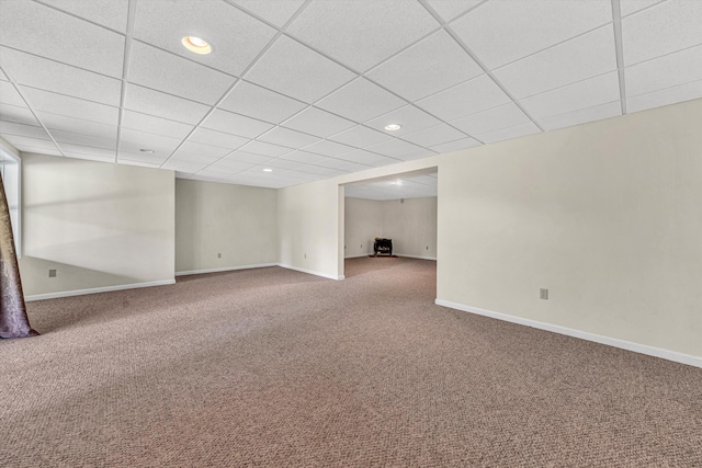 395 Middle Valley Rd, Hardy, VA 24101 - finished basement with carpet, baseboards, recessed lighting, and a paneled ceiling