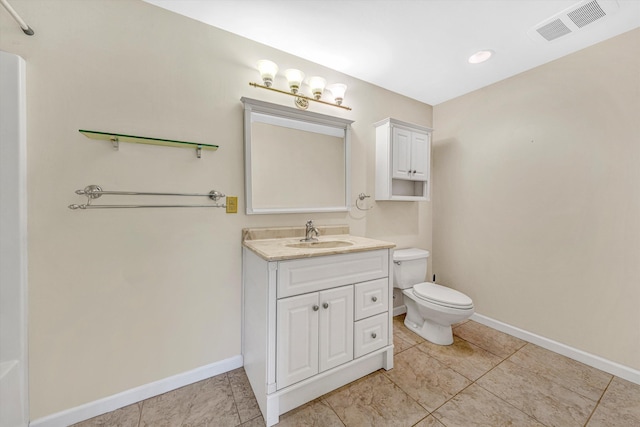 395 Middle Valley Rd, Hardy, VA 24101 - bathroom featuring toilet, vanity, baseboards, tile patterned flooring, and recessed lighting