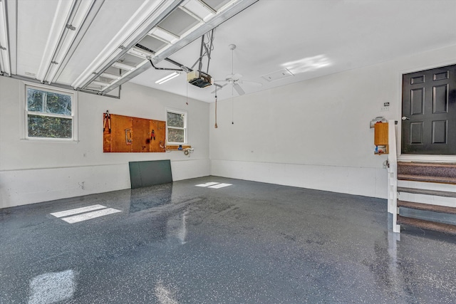 395 Middle Valley Rd, Hardy, VA 24101 - garage with a garage door opener and ceiling fan