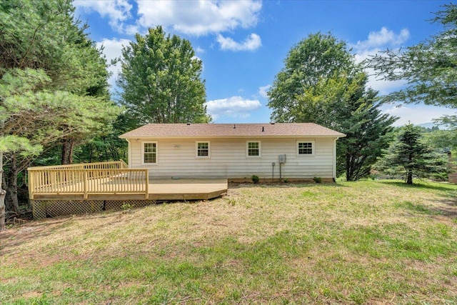 1632 Haymakertown Rd, Troutville, VA 24175 - back of house with a deck and a lawn