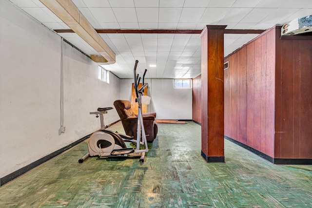 2527 Northminster Rd NW, Roanoke, VA 24012 - exercise room featuring plenty of natural light, wooden walls, and baseboards