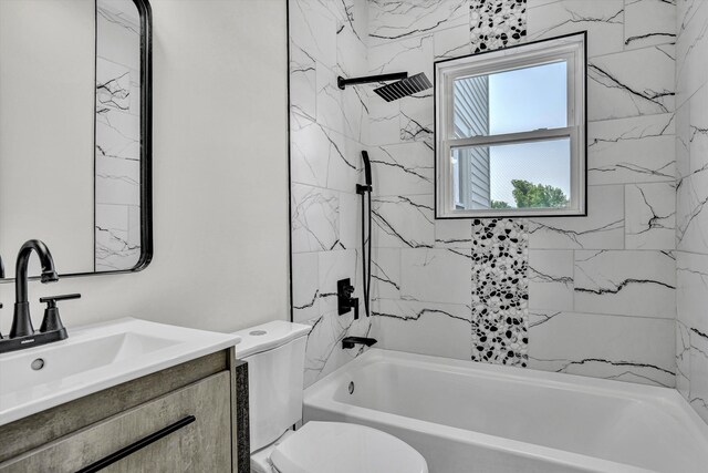 702 Commerce Ave, Iron Gate, VA 24448 - bathroom featuring toilet, vanity, and shower / washtub combination