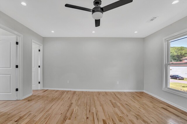 702 Commerce Ave, Iron Gate, VA 24448 - empty room with light wood-type flooring, baseboards, ceiling fan, and recessed lighting
