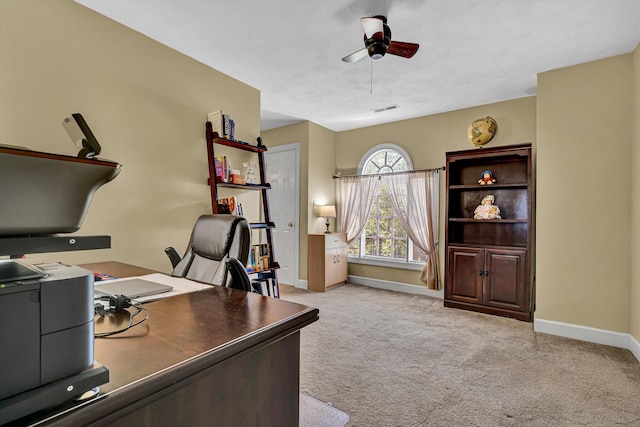 6355 Juliet Ct, Roanoke, VA 24018 - office space with baseboards, a ceiling fan, and light colored carpet