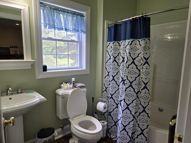 6733 Floyd Hwy S, Willis, VA 24380 - bathroom with toilet and shower / tub combo with curtain