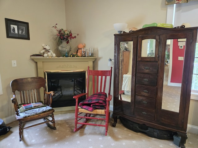 6733 Floyd Hwy S, Willis, VA 24380 - sitting room with baseboards and a glass covered fireplace