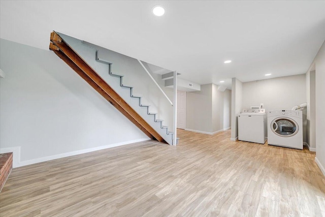 3271 Rasmont Rd, Roanoke, VA 24018 - washroom with separate washer and dryer, light wood finished floors, recessed lighting, and baseboards