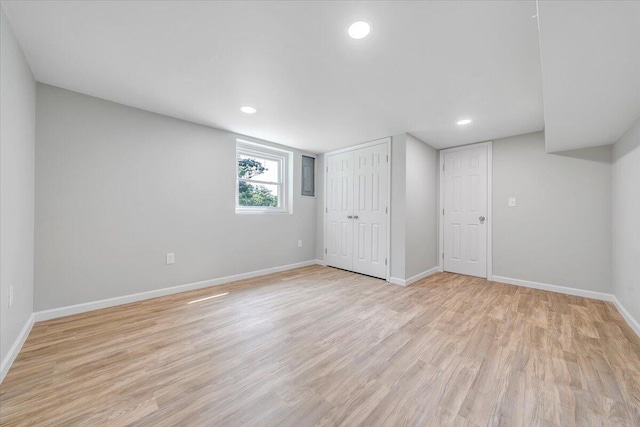 3271 Rasmont Rd, Roanoke, VA 24018 - basement featuring baseboards, light wood-style flooring, and recessed lighting