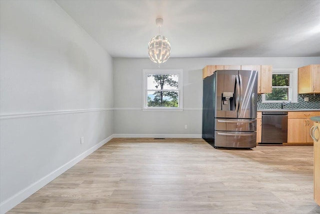3271 Rasmont Rd, Roanoke, VA 24018 - kitchen featuring stainless steel fridge, dishwashing machine, healthy amount of natural light, and light brown cabinets