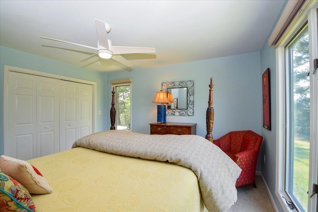 569 Sprinkle Rd, Fincastle, VA 24090 - carpeted bedroom featuring a closet, a ceiling fan, and baseboards
