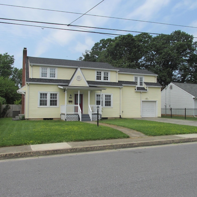 5240 Hawthorne Rd NW, Roanoke, VA 24012 - traditional-style house with a porch, concrete driveway, a chimney, an attached garage, and crawl space