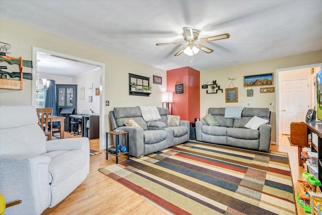 201 Jay Ridge Rd, Cloverdale, VA 24077 - living area with light wood-style flooring and a ceiling fan