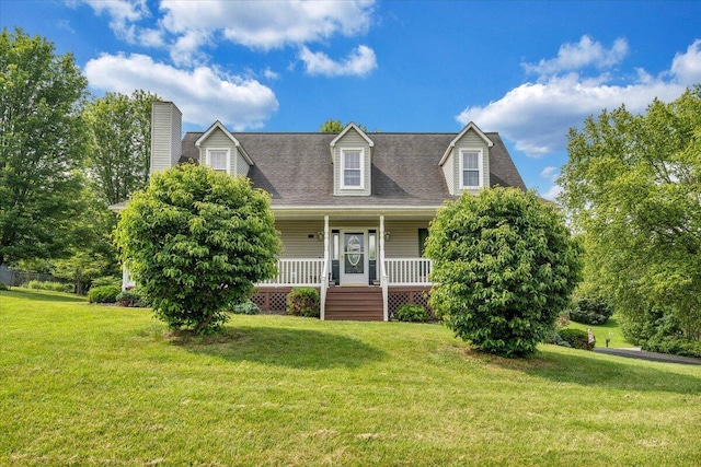 201 Jay Ridge Rd, Cloverdale, VA 24077 - cape cod home with a porch, a chimney, and a front yard