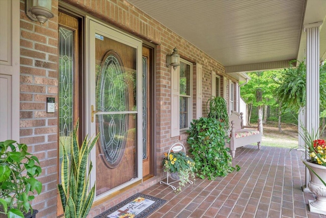 5335 Catawba Valley Dr, Catawba, VA 24070 - property entrance with covered porch and brick siding