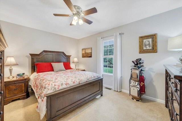 139 Lynville Dr, Hardy, VA 24101 - bedroom featuring baseboards, light colored carpet, and a ceiling fan