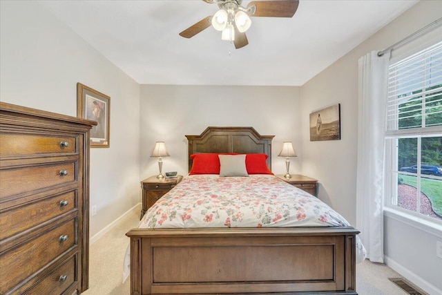 139 Lynville Dr, Hardy, VA 24101 - bedroom with light carpet, baseboards, and a ceiling fan