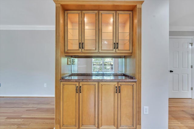 6061 Chagall Dr, Roanoke, VA 24018 - bar featuring crown molding and light wood-type flooring