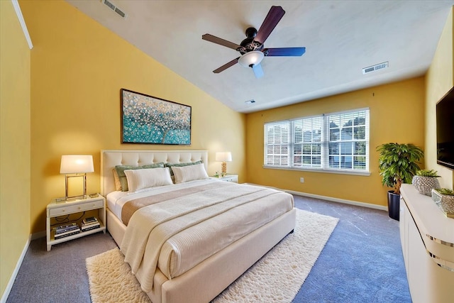 6061 Chagall Dr, Roanoke, VA 24018 - bedroom featuring carpet flooring, lofted ceiling, and a ceiling fan