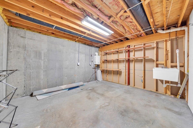 6061 Chagall Dr, Roanoke, VA 24018 - unfinished basement with water heater and a sink