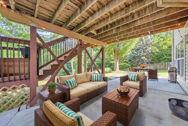6061 Chagall Dr, Roanoke, VA 24018 - view of patio featuring outdoor lounge area and stairway