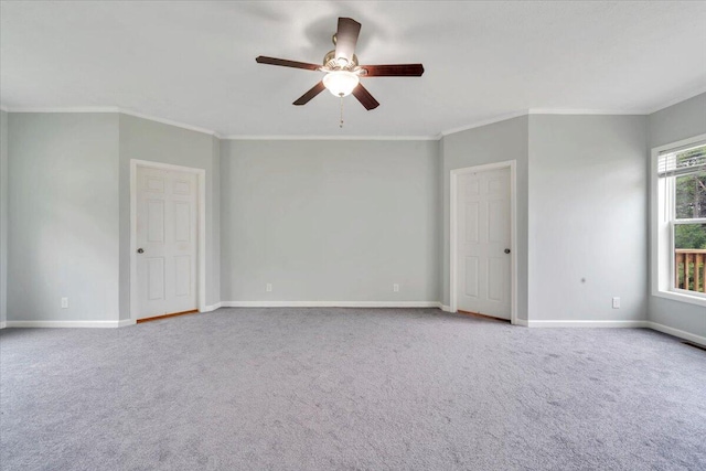 60 Tara Dr, Ridgeway, VA 24148 - spare room with ceiling fan, carpet floors, ornamental molding, and baseboards