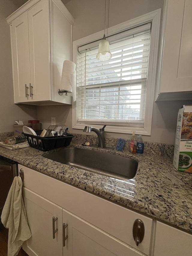 423 Turner Rd, Salem, VA 24153 - kitchen featuring white cabinetry, decorative light fixtures, and light stone countertops