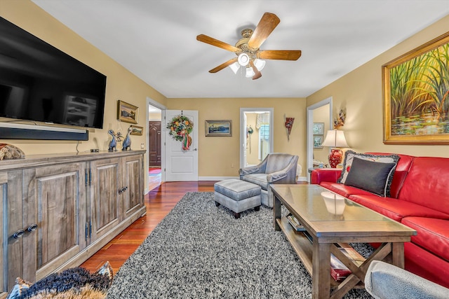200 Fairway Dr, Penhook, VA 24137 - living area with a ceiling fan and wood finished floors