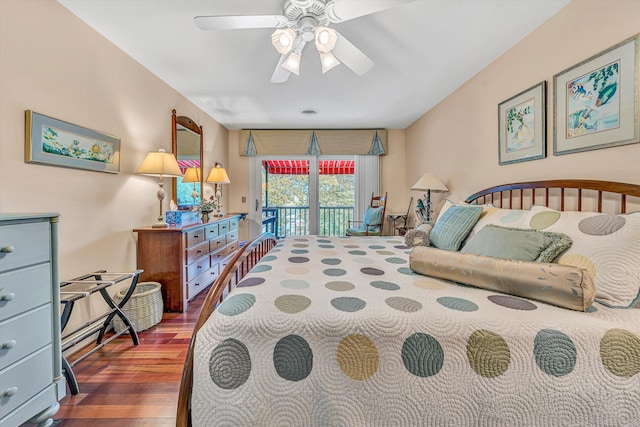 200 Fairway Dr, Penhook, VA 24137 - bedroom featuring access to outside, wood finished floors, and a ceiling fan