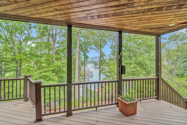 200 Fairway Dr, Penhook, VA 24137 - wooden terrace with a water view