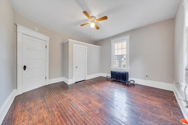 1523 Rorer Ave SW, Roanoke, VA 24016 - empty room with radiator, ceiling fan, hardwood / wood-style floors, and baseboards