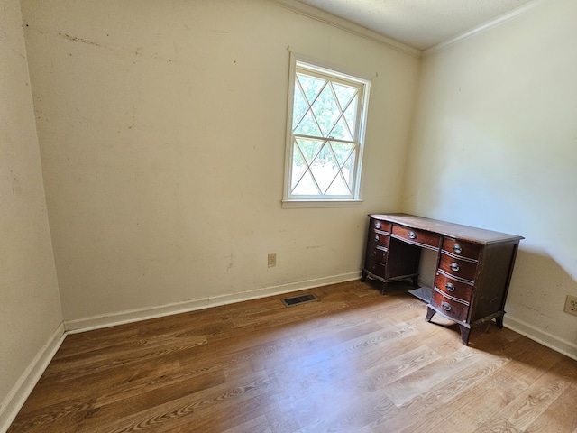 3 Pine Ln, New Castle, VA 24127 - unfurnished office with crown molding, wood finished floors, and baseboards