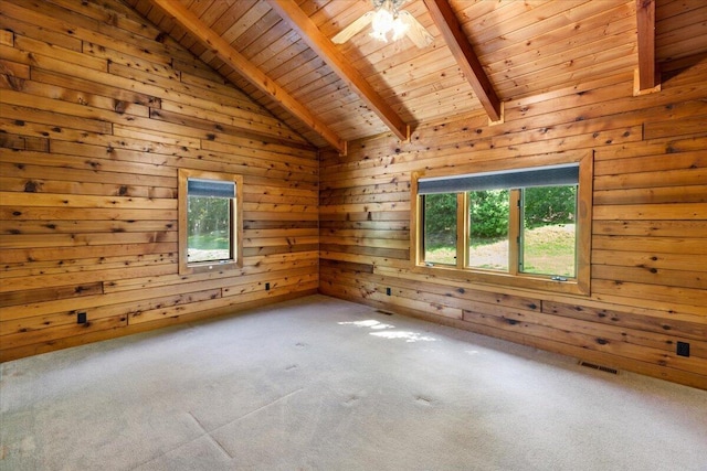 612 Peters Creek Dr, Stuart, VA 24171 - carpeted spare room with wooden ceiling and wooden walls