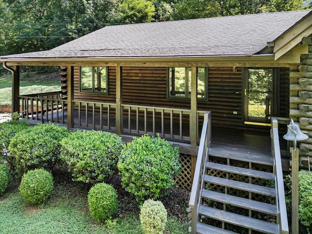 612 Peters Creek Dr, Stuart, VA 24171 - wooden terrace featuring stairway