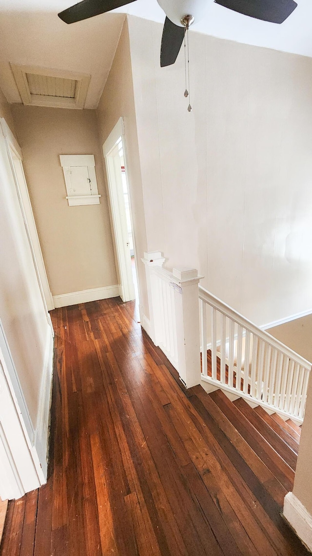 611 Alleghany St, Clifton Forge, VA 24422 - hallway featuring hardwood / wood-style flooring, an upstairs landing, and baseboards