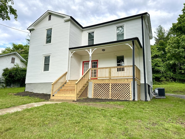 496 Boyd St, Buchanan, VA 24066 - view of front of home featuring covered porch, a front yard, and stairway