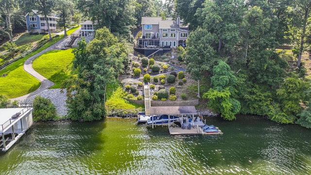 800 Long Island Dr, Moneta, VA 24121 - dock with a water view, boat lift, and view of wooded area