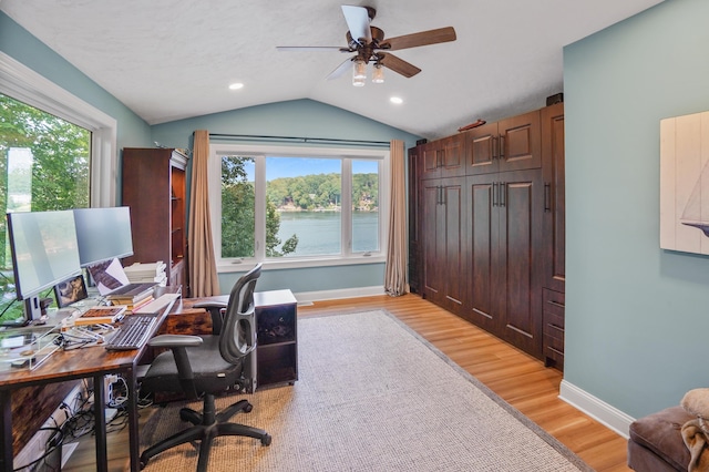 800 Long Island Dr, Moneta, VA 24121 - office space featuring ceiling fan, vaulted ceiling, and light wood-type flooring