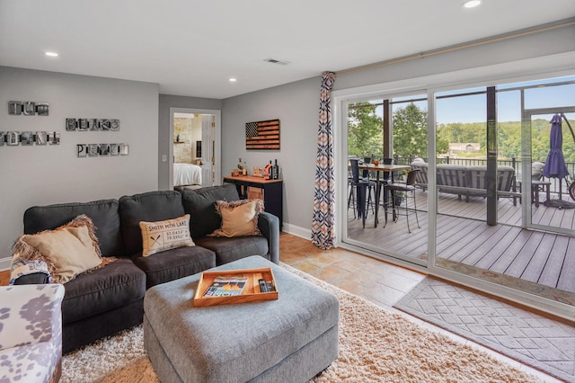 800 Long Island Dr, Moneta, VA 24121 - living room with recessed lighting and stone tile floors