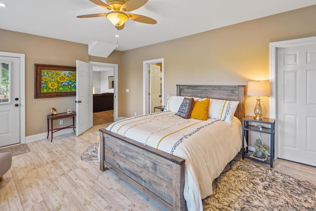 800 Long Island Dr, Moneta, VA 24121 - bedroom with wood finished floors, recessed lighting, and ceiling fan