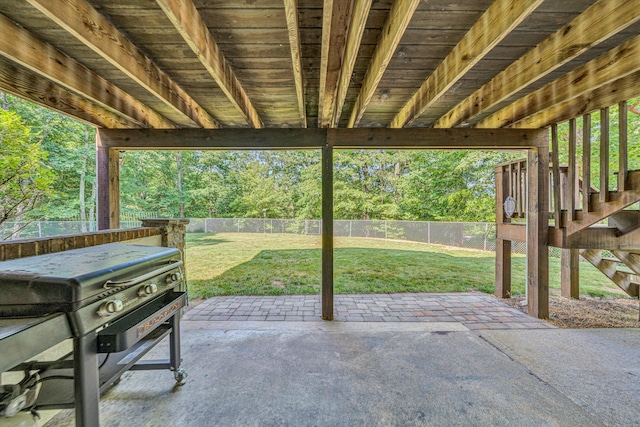 134 Sawyer Dr, Salem, VA 24153 - fenced backyard featuring a patio, stairs, and a grill