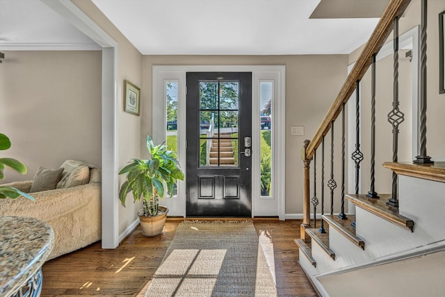 134 Sawyer Dr, Salem, VA 24153 - entrance foyer featuring wood finished floors and stairway