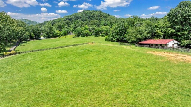 5880 Sugar Loaf Mountain Rd, Roanoke, VA 24018 - view of yard with a rural view, an outbuilding, a pole building, and a wooded view