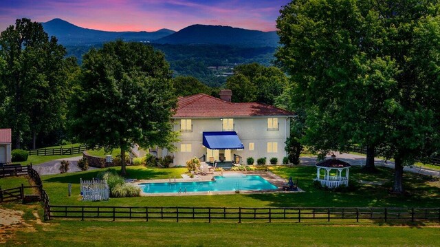 5880 Sugar Loaf Mountain Rd, Roanoke, VA 24018 - pool at dusk with a mountain view
