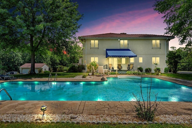 5880 Sugar Loaf Mountain Rd, Roanoke, VA 24018 - pool at dusk featuring an outdoor pool and a patio area