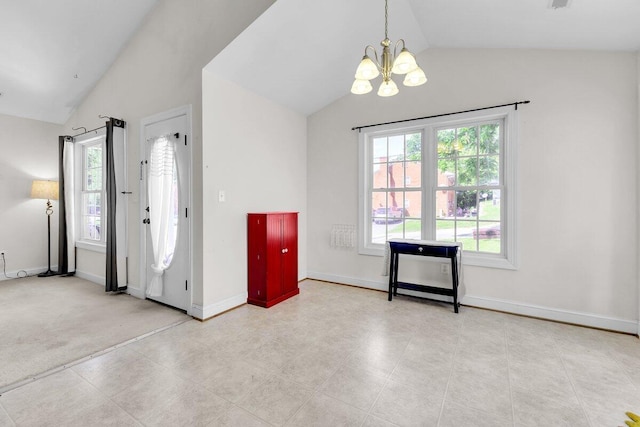 1524 19th St NE, Roanoke, VA 24012 - foyer entrance with lofted ceiling, a chandelier, and healthy amount of natural light