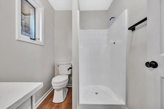 8757 Bent Mountain Rd, Roanoke, VA 24018 - bathroom with a stall shower and wood finished floors