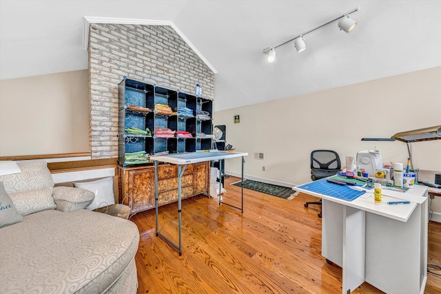 30 Island Green Cir Unit 22, Penhook, VA 24137 - office space with lofted ceiling, wood finished floors, and track lighting